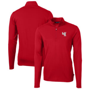 Men's Cutter & Buck Red Western Kentucky Hilltoppers Team Big & Tall Virtue Eco Pique Recycled Quarter-Zip Pullover Top
