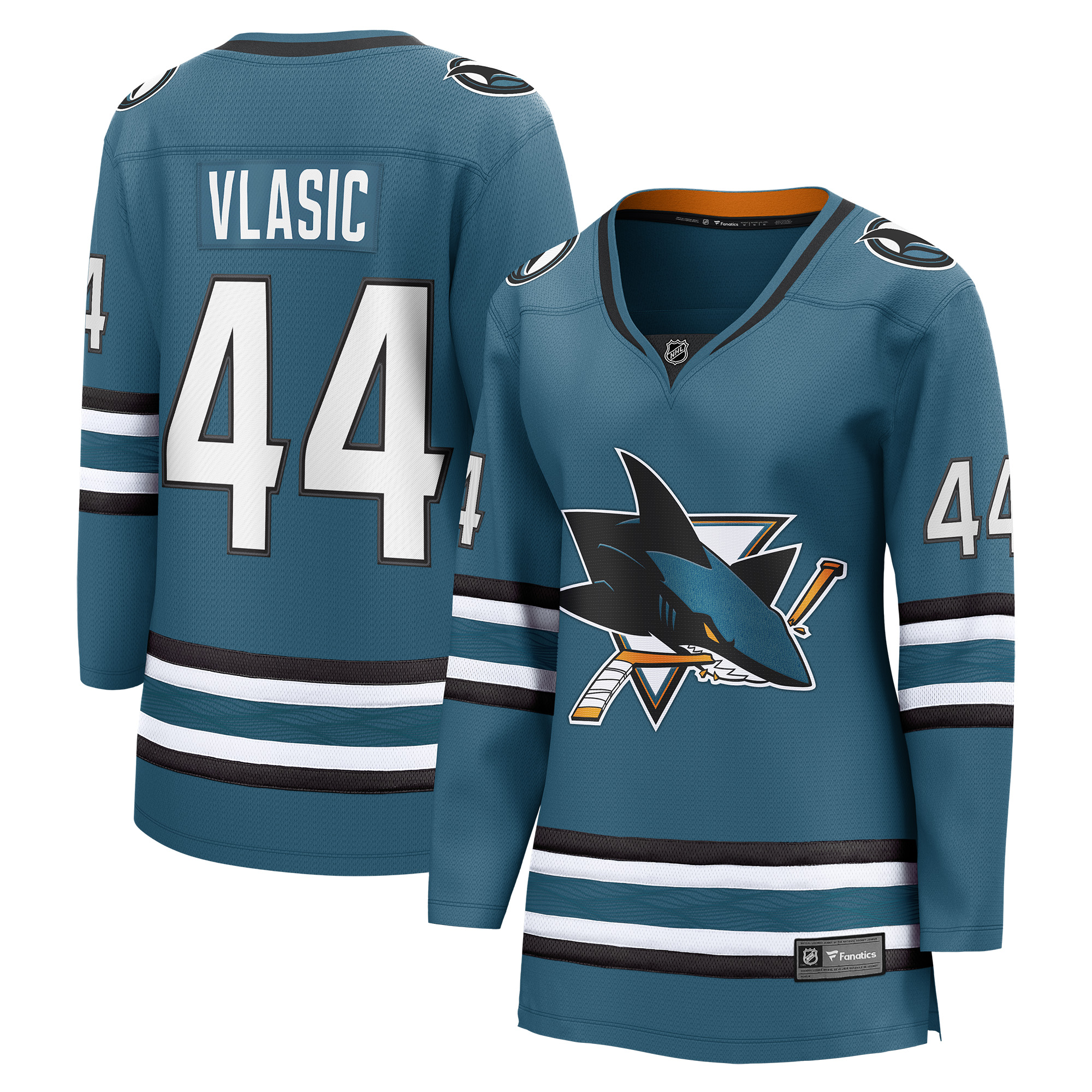 Women's Fanatics Marc-Edouard Vlasic Teal San Jose Sharks Home Breakaway Player Jersey - Image 2