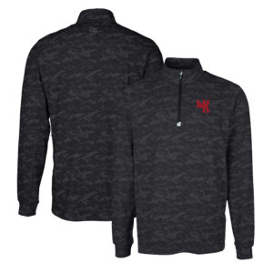 Men's Cutter & Buck Black Western Kentucky Hilltoppers Vault Traverse Camo Print Stretch Quarter-Zip Pullover Top