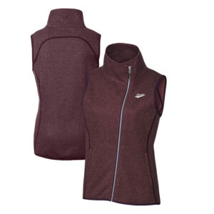 Women's Cutter & Buck Burgundy New Mexico State Aggies Mainsail Sweater-Knit Full-Zip Vest