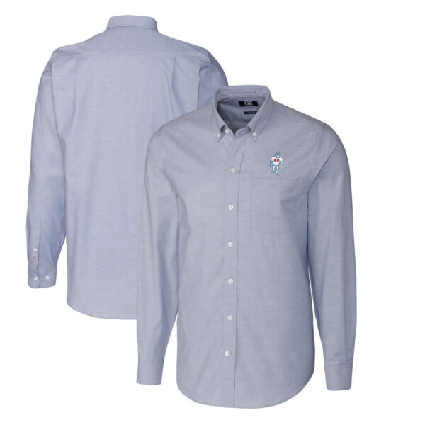 Men's Cutter & Buck Light Blue Houston Oilers Throwback Logo Big & Tall Long Sleeve Stretch Oxford Button-Down Shirt - Image 5