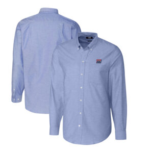 Men's Cutter & Buck Powder Blue New York Giants Throwback Logo Long Sleeve Stretch Oxford Button-Down Shirt