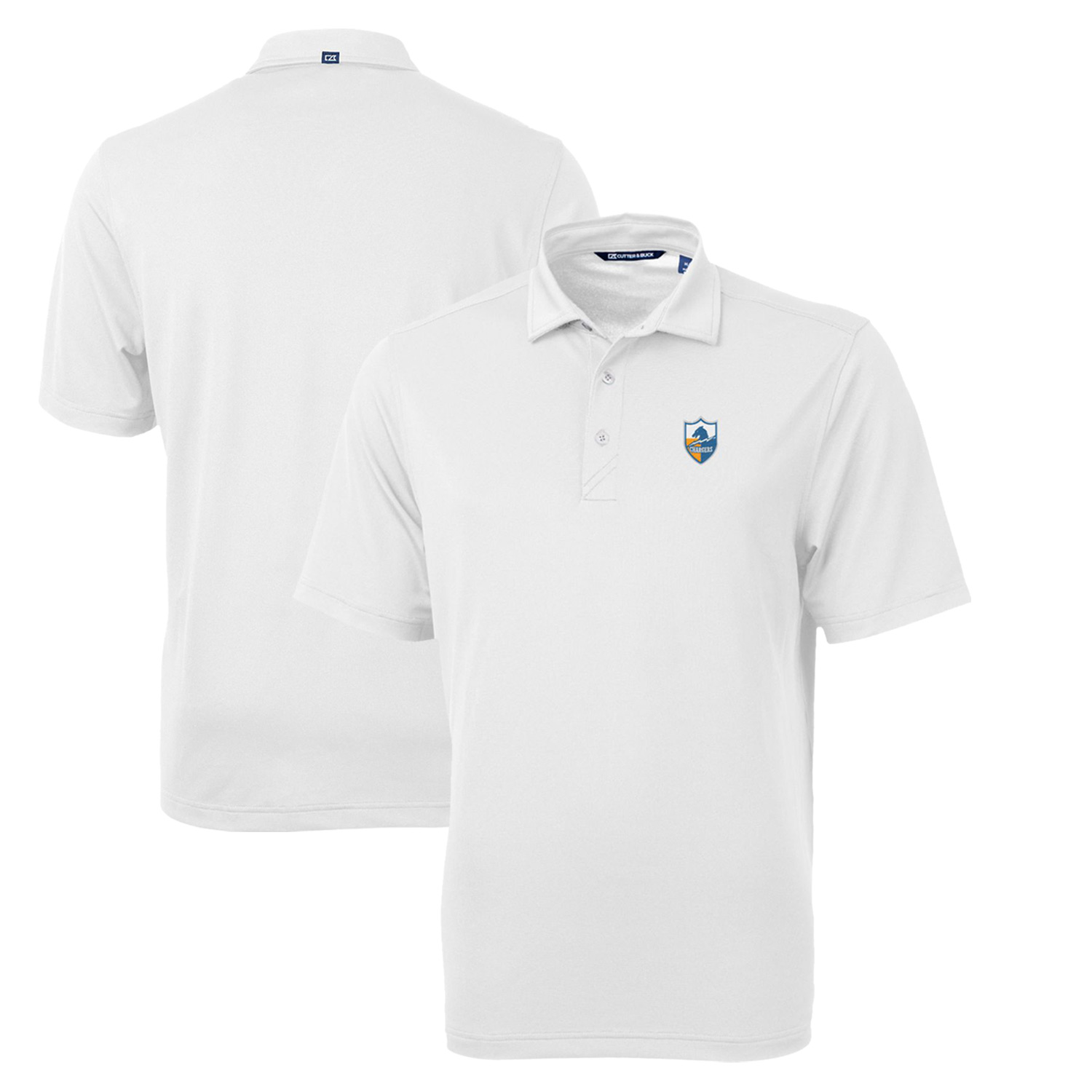 Men's Cutter & Buck White Los Angeles Chargers Throwback Logo Virtue Eco Pique Recycled Polo - Image 5