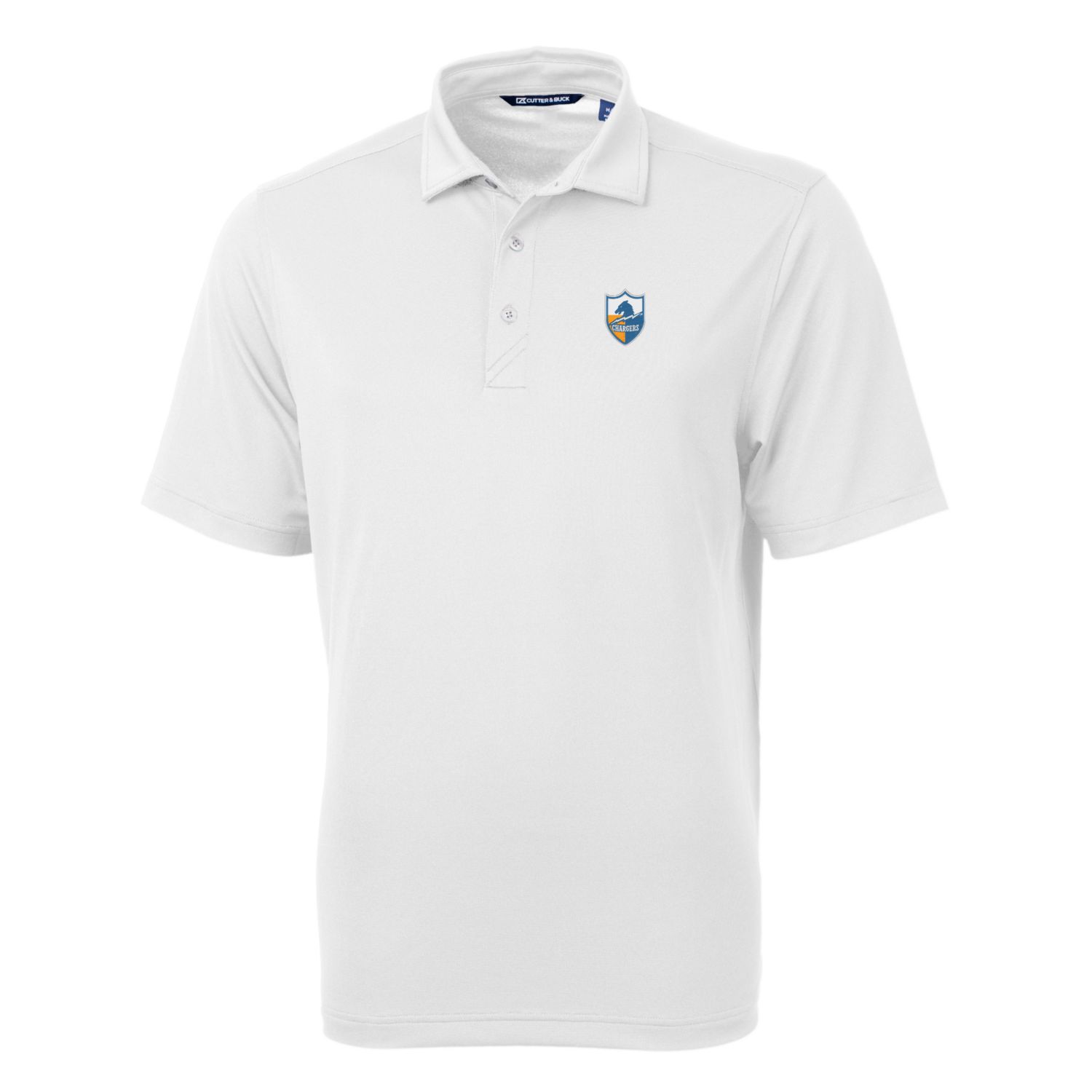 Men's Cutter & Buck White Los Angeles Chargers Throwback Logo Virtue Eco Pique Recycled Polo - Image 3
