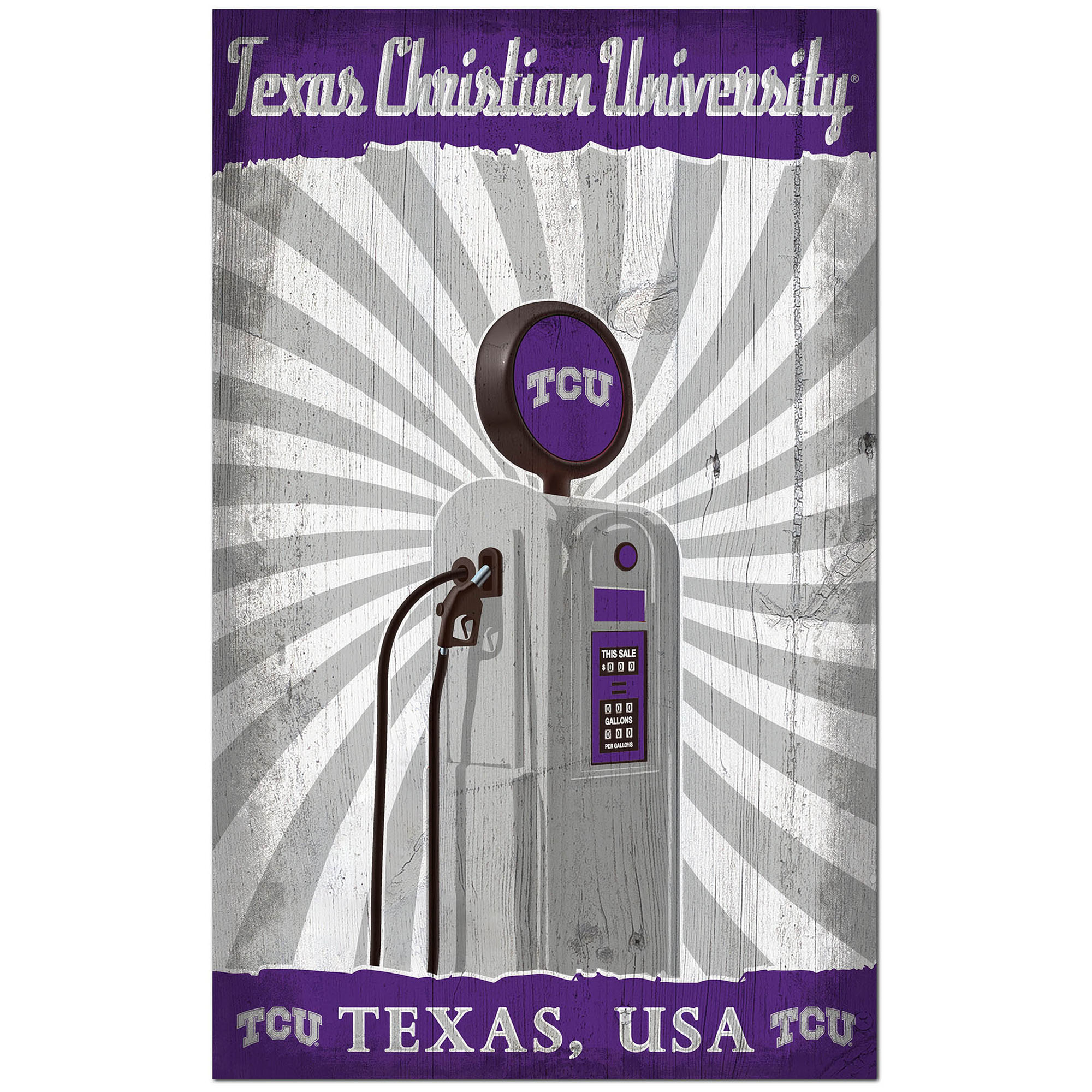 TCU Horned Frogs 11'' x 19'' Retro Pump Location Sign