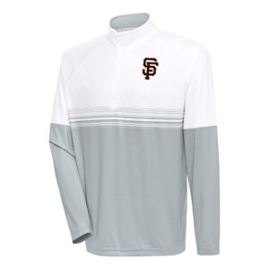 Men's Antigua White/Gray San Francisco Giants Bender Quarter-Zip Pullover Top