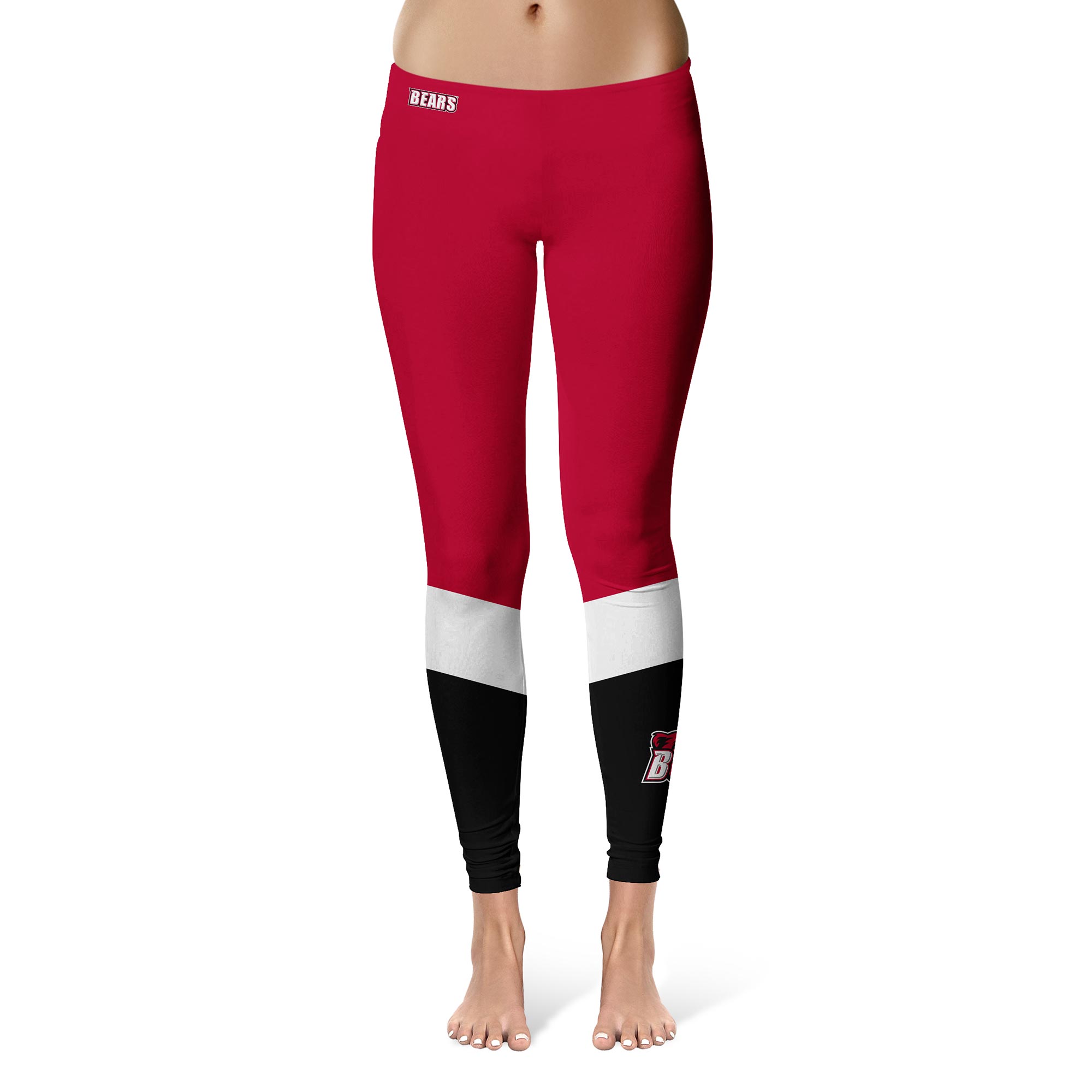 Women's Red/Black Bridgewater State Bears Ankle Color Block Yoga Leggings