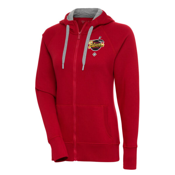 Women's Antigua Red New Orleans Black Pelicans Victory Full-Zip Hoodie