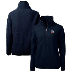 Women's Cutter & Buck Navy San Diego Padres Americana Logo Cascade Eco Sherpa Fleece Half-Zip Pullover Jacket
