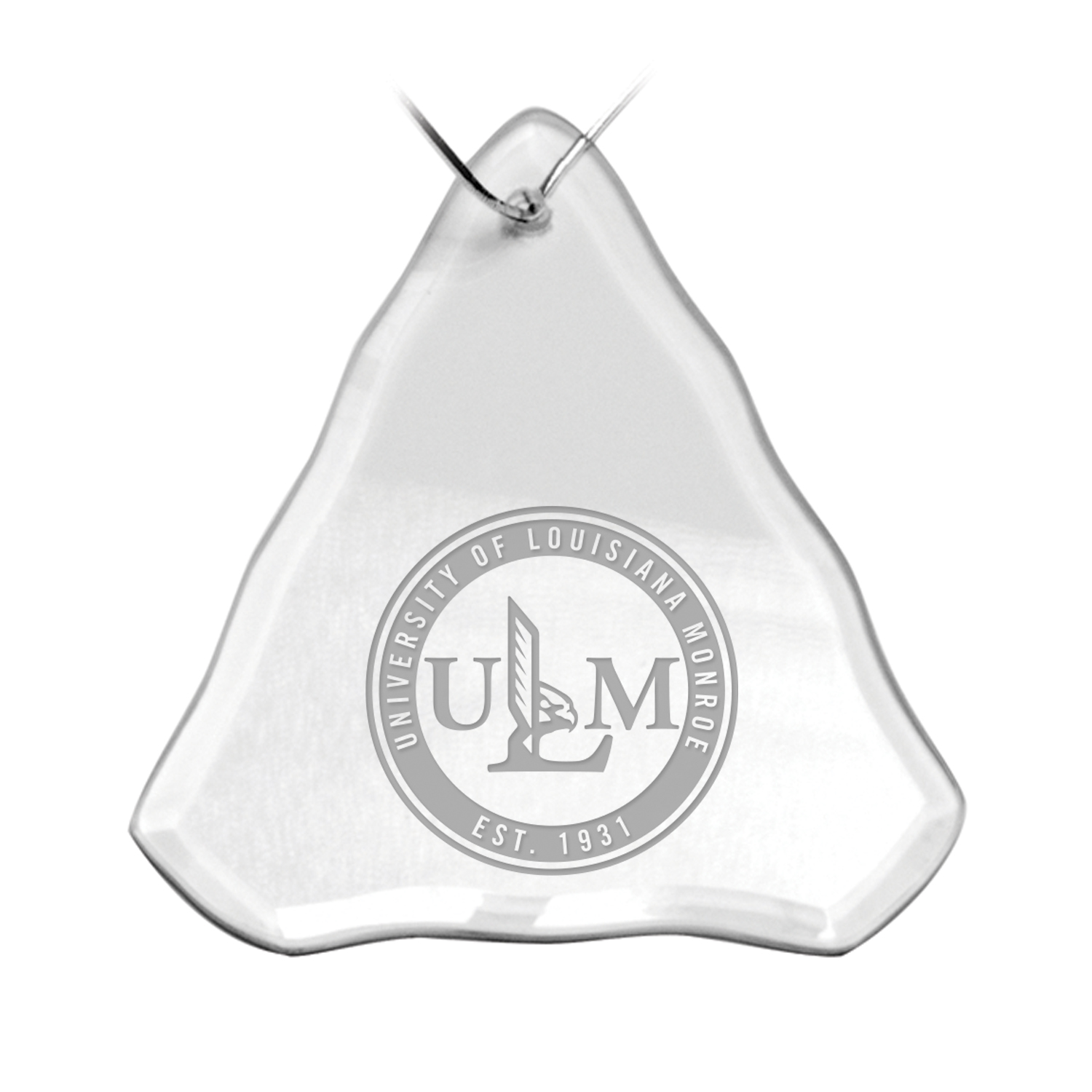 ULM Warhawks Primary Logo 3.25'' x 3.75'' Glass Tree Ornament