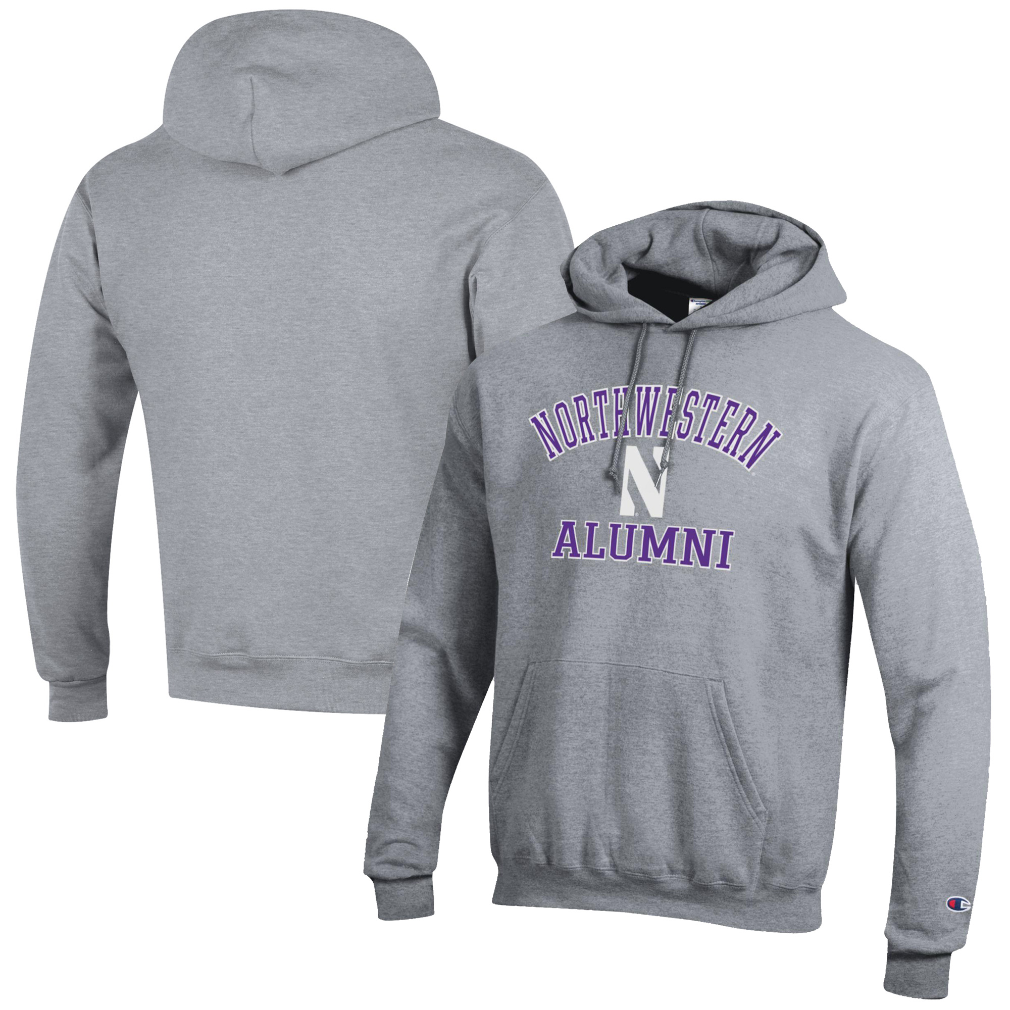 Men's Champion Gray Northwestern Wildcats Alumni Logo Pullover Hoodie - Image 8