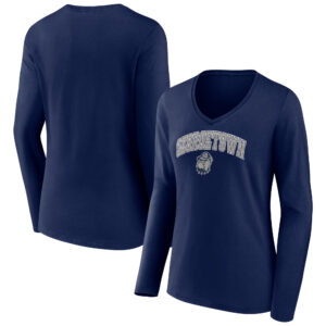 Women's Navy Georgetown Hoyas Campus Long Sleeve V-Neck T-Shirt