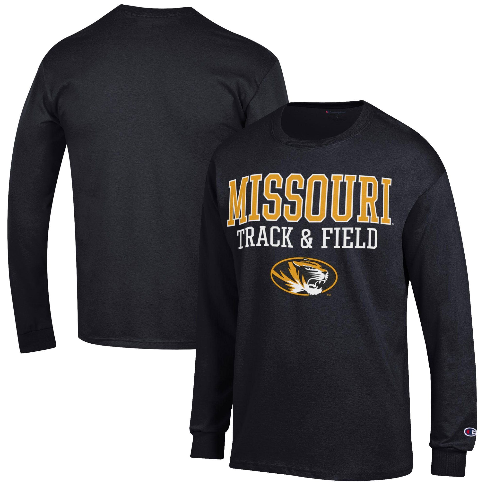 Men's Champion Black Missouri Tigers Track & Field Stack Long Sleeve T-Shirt - Image 8