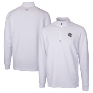 Men's Cutter & Buck  White New England Patriots Helmet Traverse Stretch Quarter-Zip Pullover Top