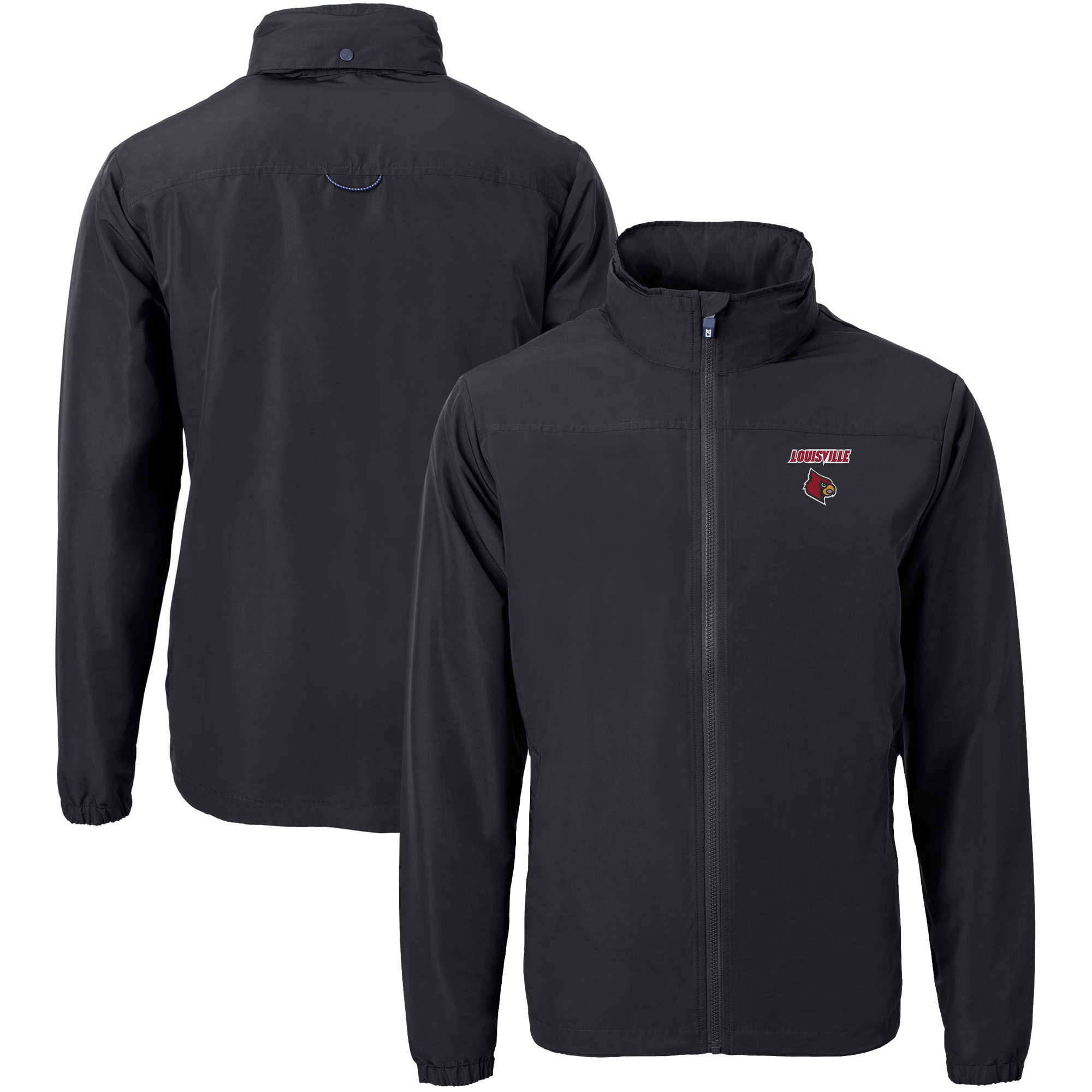 Men's Cutter & Buck Black Louisville Cardinals Big & Tall Charter Eco Knit Recycled Full-Zip Jacket - Image 5