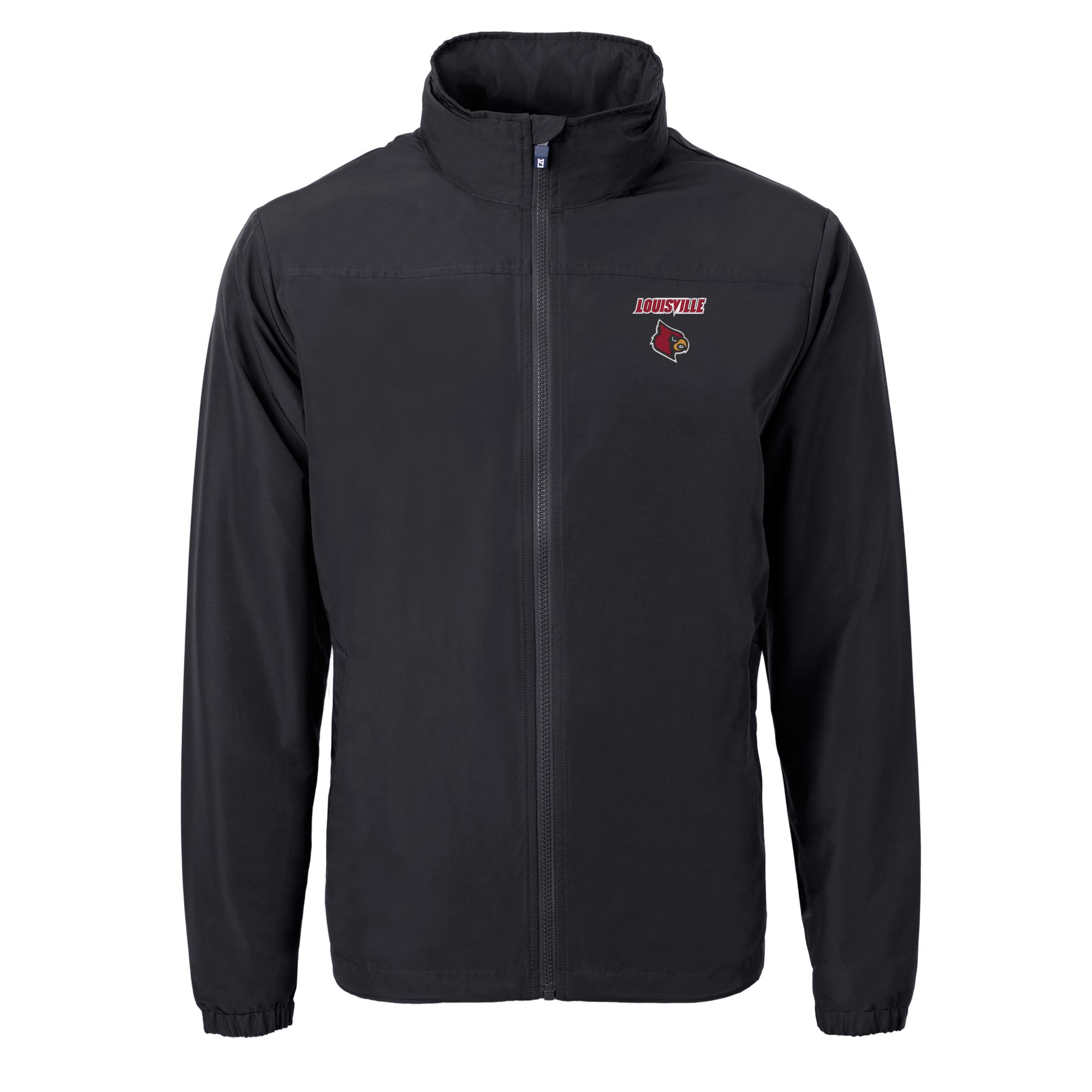 Men's Cutter & Buck Black Louisville Cardinals Big & Tall Charter Eco Knit Recycled Full-Zip Jacket - Image 3