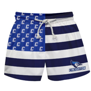 Toddler Vive La Fete  Blue/White Creighton Bluejays Flag Swim Trunks