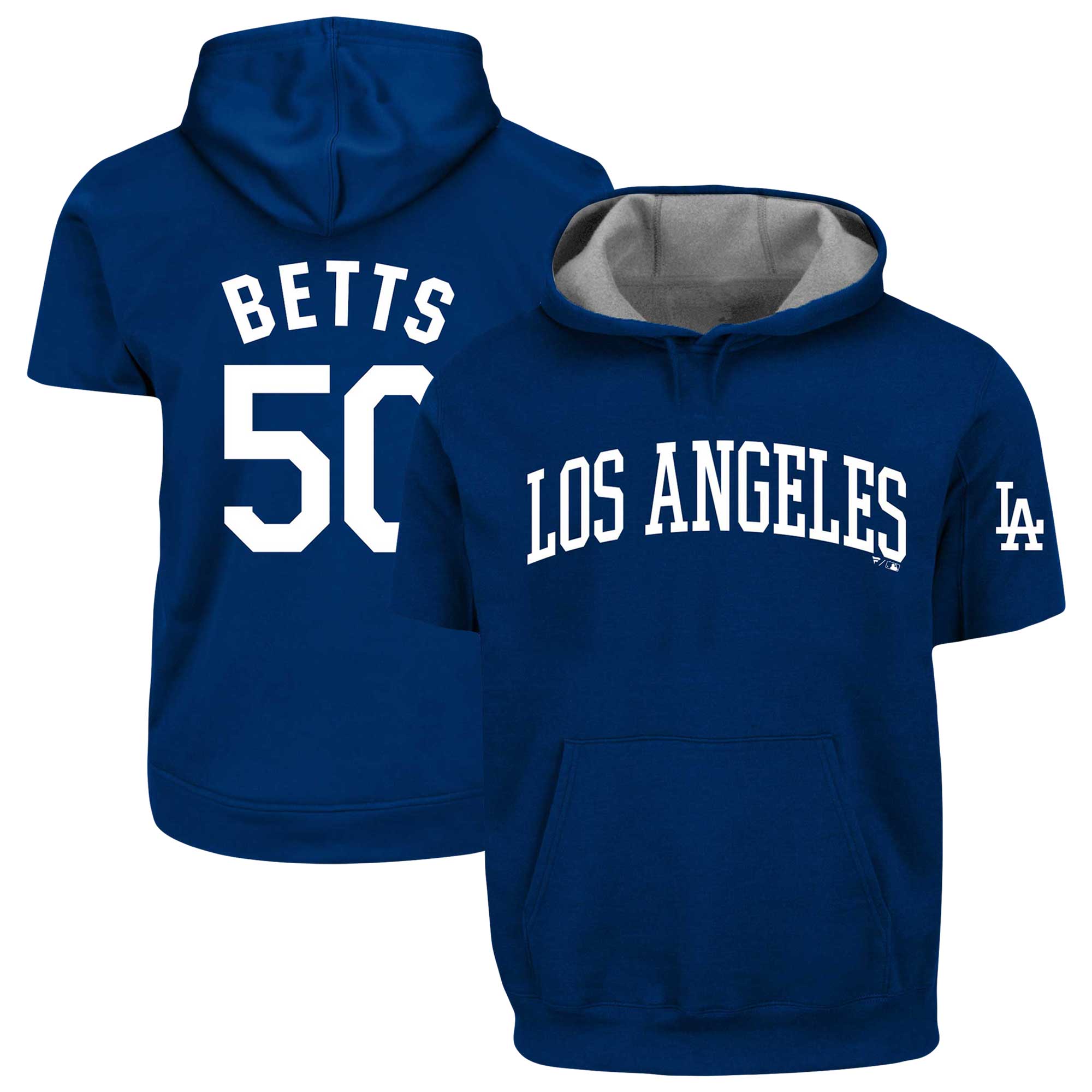 Men's Profile Mookie Betts Royal Los Angeles Dodgers Big & Tall Fleece Short Sleeve Hoodie - Image 2