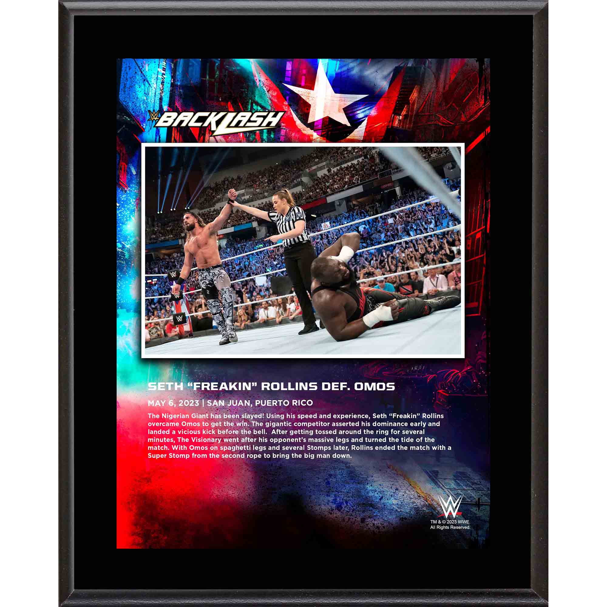 Seth "Freakin" Rollins 10.5" x 13" 2023 Backlash Sublimated Plaque