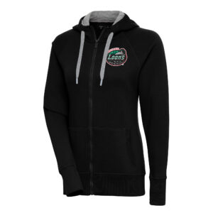 Women's Antigua  Black Great Lakes Loons Victory Full-Zip Hoodie