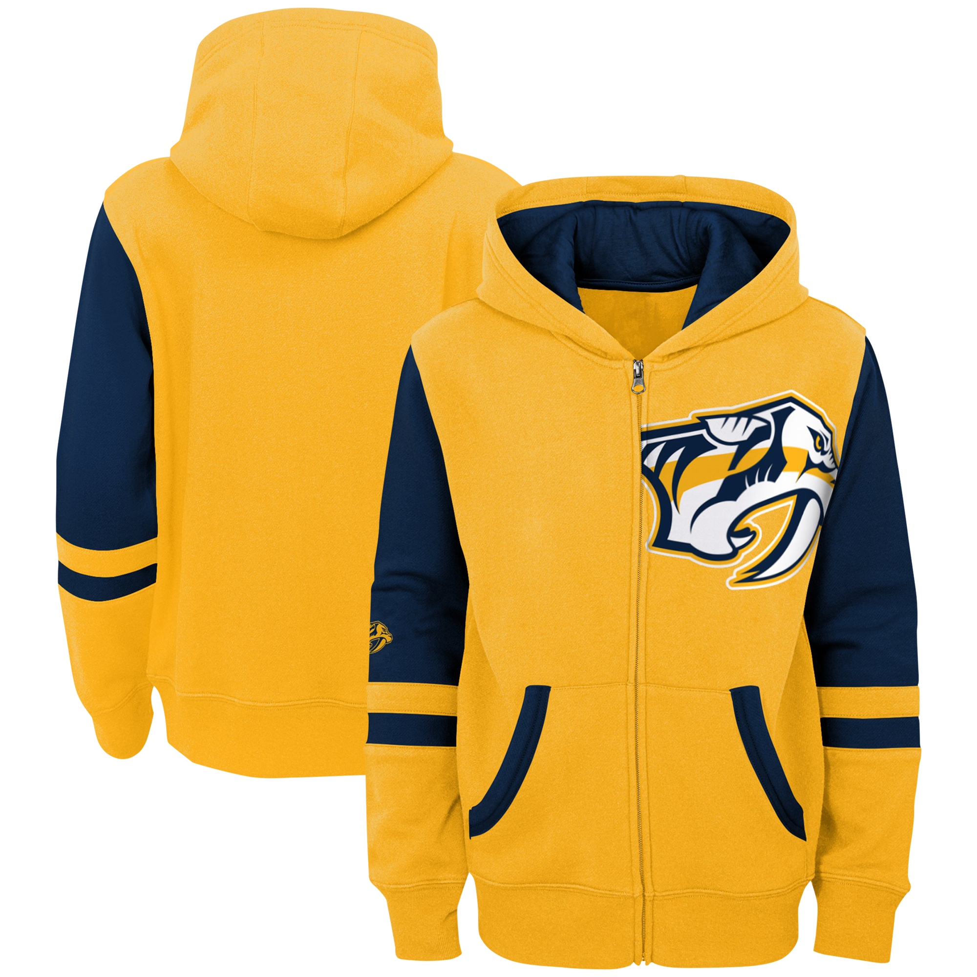 Youth Gold Nashville Predators Face Off Color Block Full-Zip Hoodie - Image 5