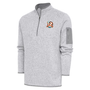 Men's Antigua  Heather Gray Bowie Baysox Fortune Quarter-Zip Pullover Jacket