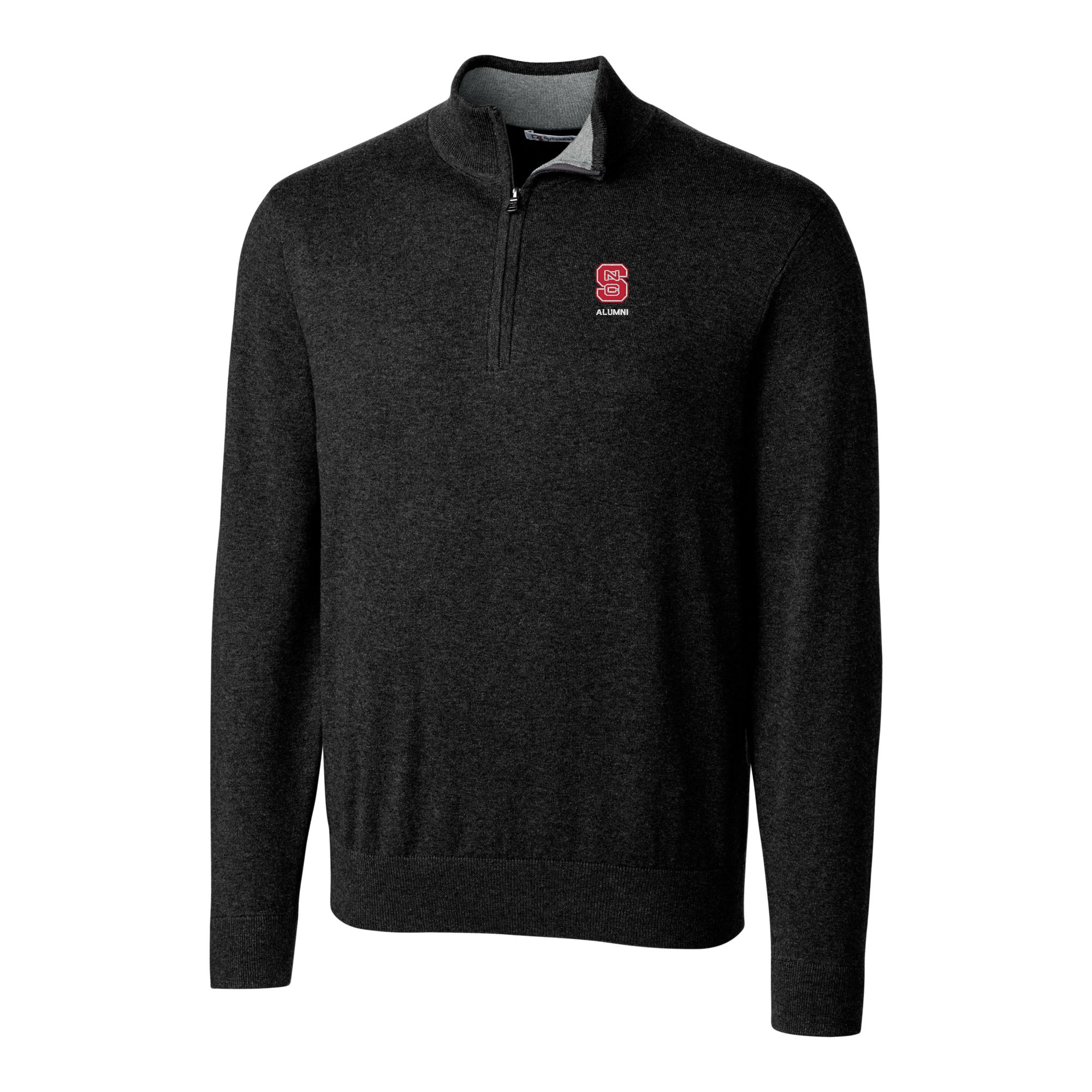 Men's Cutter & Buck Black NC State Wolfpack Alumni Logo Lakemont Tri-Blend Quarter-Zip Pullover Sweater - Image 3