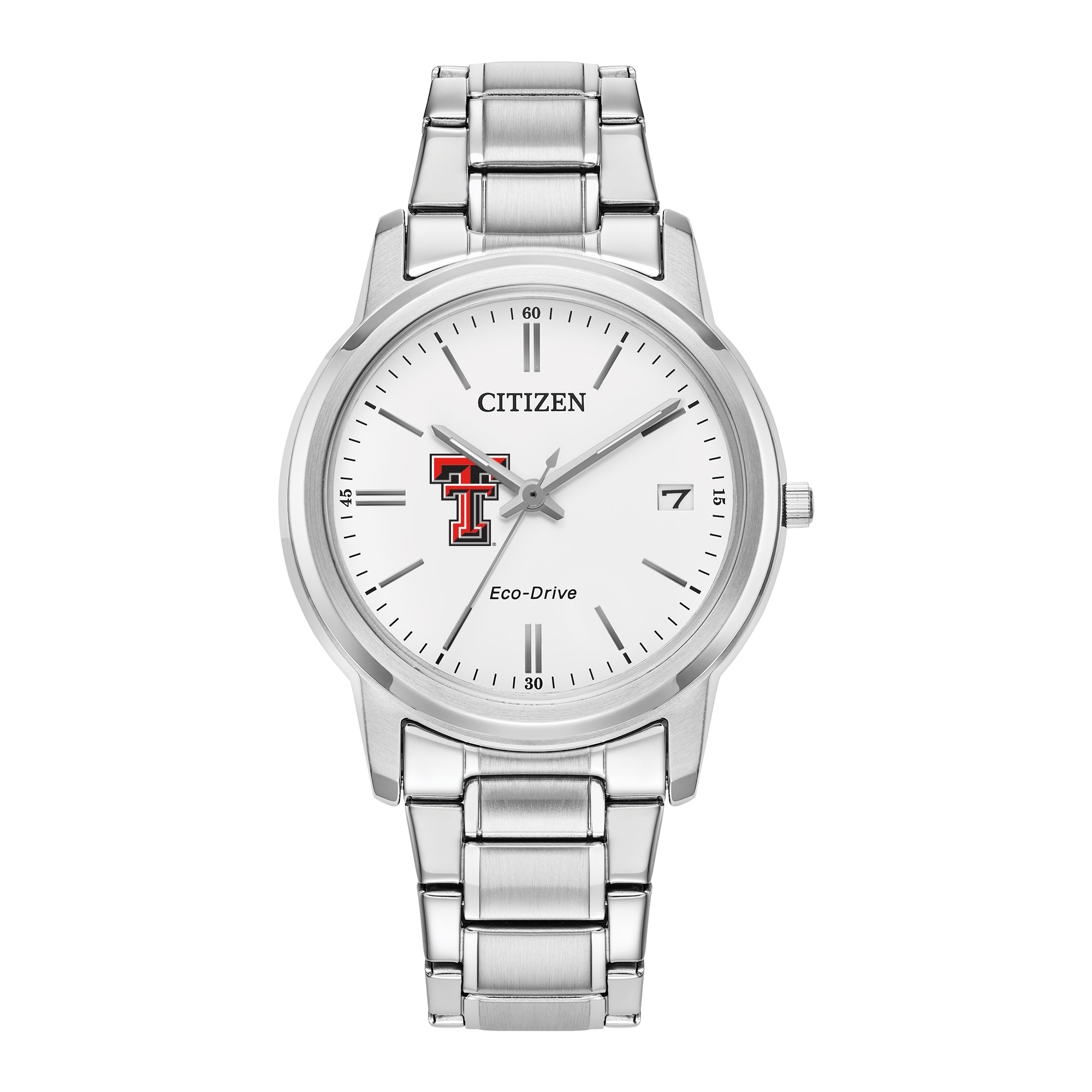 Women's Citizen Watch Silver Texas Tech Red Raiders Eco-Drive White Dial Stainless Steel Watch