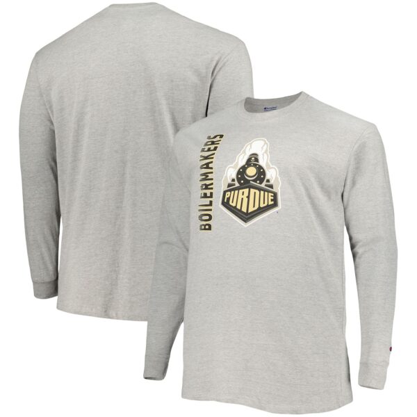 Men's Champion Heather Gray Purdue Boilermakers Big & Tall Mascot Long Sleeve T-Shirt - Image 5