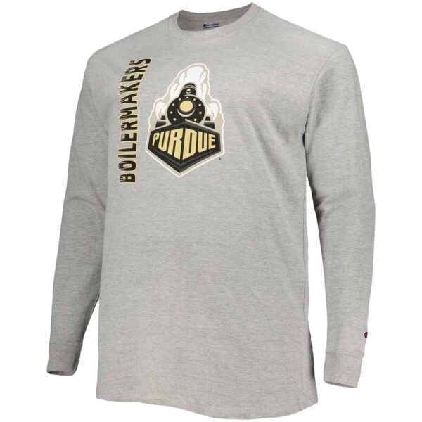 Men's Champion Heather Gray Purdue Boilermakers Big & Tall Mascot Long Sleeve T-Shirt - Image 6