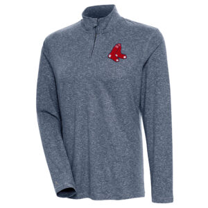 Women's Antigua  Heather Navy Boston Red Sox Confront Quarter-Zip Pullover Top