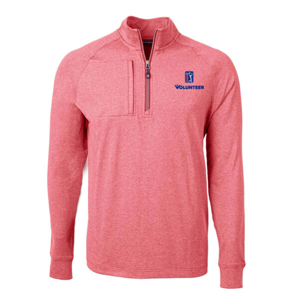 Men's Cutter & Buck  Heather Red PGA TOUR Volunteers Big & Tall Adapt Eco Knit Quarter-Zip Pullover Top - Image 6