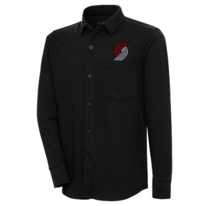 Men's Antigua  Black Portland Trail Blazers Steamer Button-Up Shacket