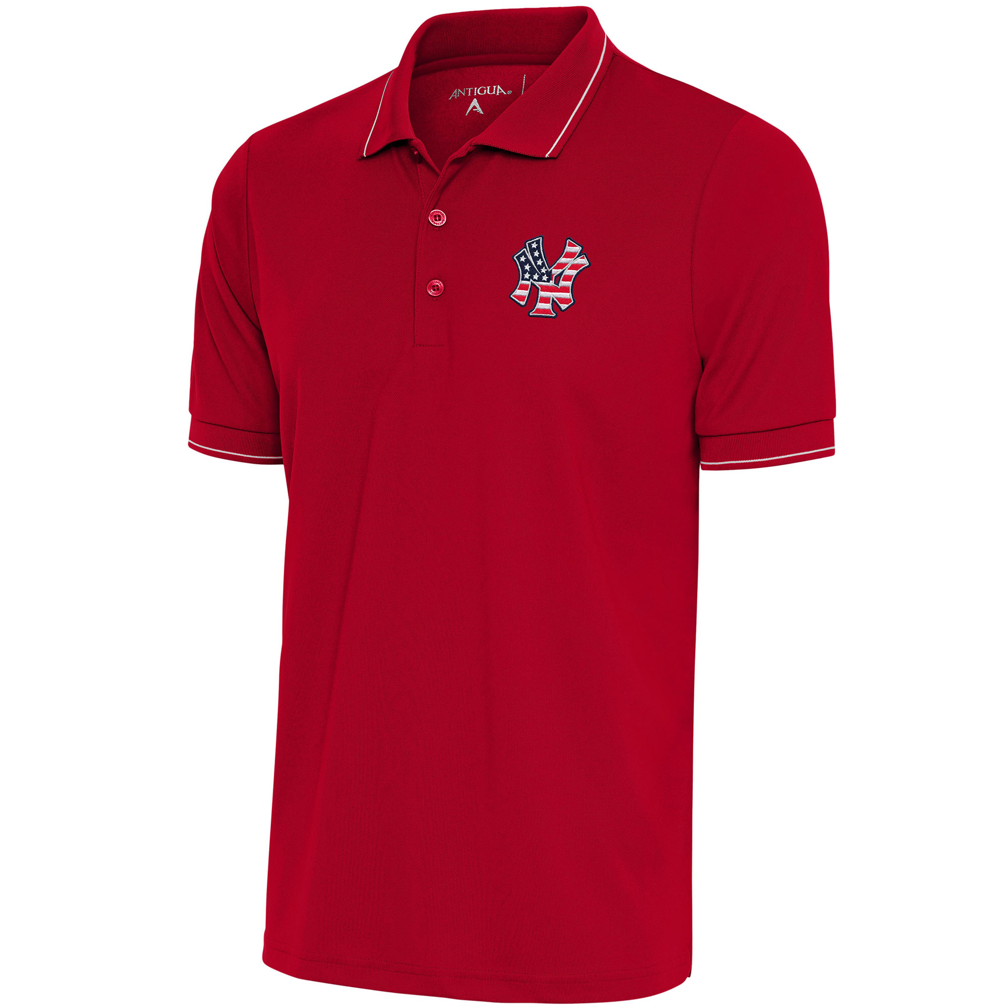 Men's Antigua Red/White New York Yankees Patriotic Affluent Polo