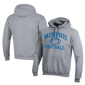 Men's Champion  Gray Memphis Tigers Football Eco Powerblend Pullover Hoodie