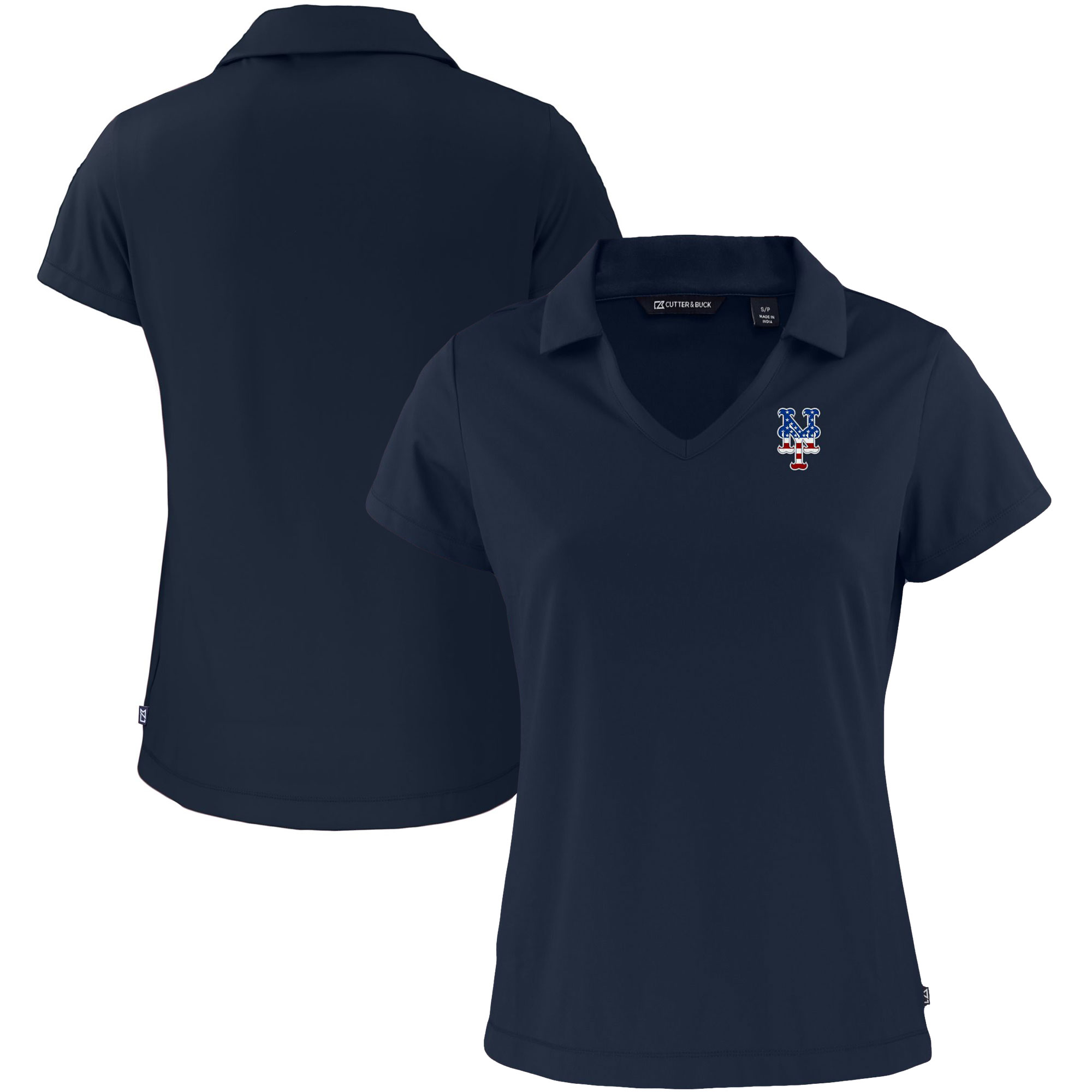 Women's Cutter & Buck Navy New York Mets Daybreak Eco Recycled V-Neck Polo