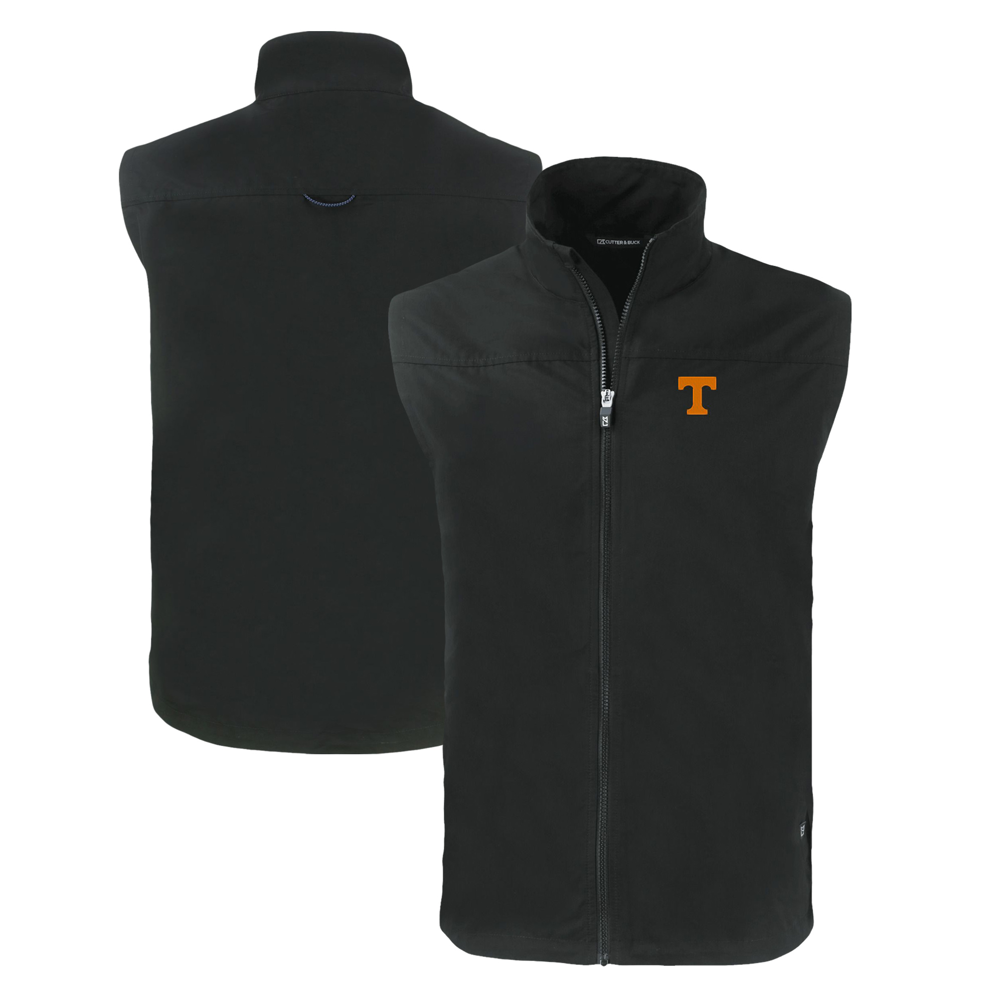 Men's Cutter & Buck Black Tennessee Volunteers Charter Eco Recycled Full-Zip Vest