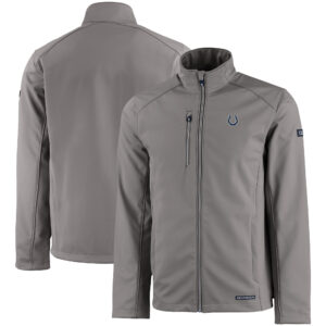 Men's Cutter & Buck Gray Indianapolis Colts Evoke Eco Softshell Recycled Full-Zip Jacket