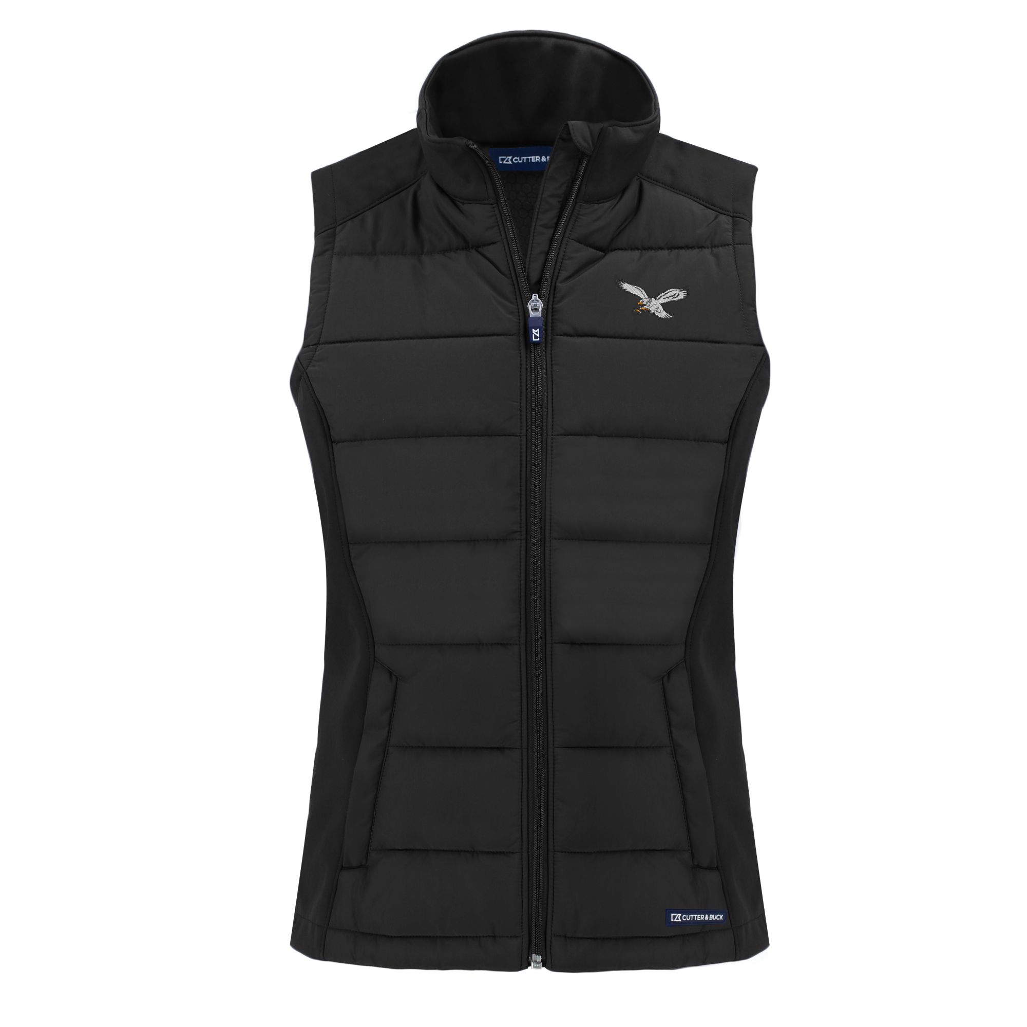 Women's Cutter & Buck Black Philadelphia Eagles Throwback Evoke Hybrid Eco Softshell Recycled Full-Zip Vest - Image 3