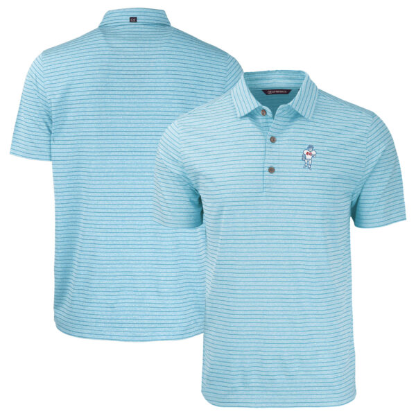 Men's Cutter & Buck  Light Blue Houston Oilers Throwback Forge Eco Heather Stripe Stretch Recycled Polo