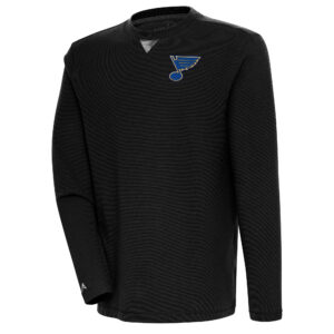Men's Antigua  Black St. Louis Blues Flier Bunker Tri-Blend Pullover Sweatshirt