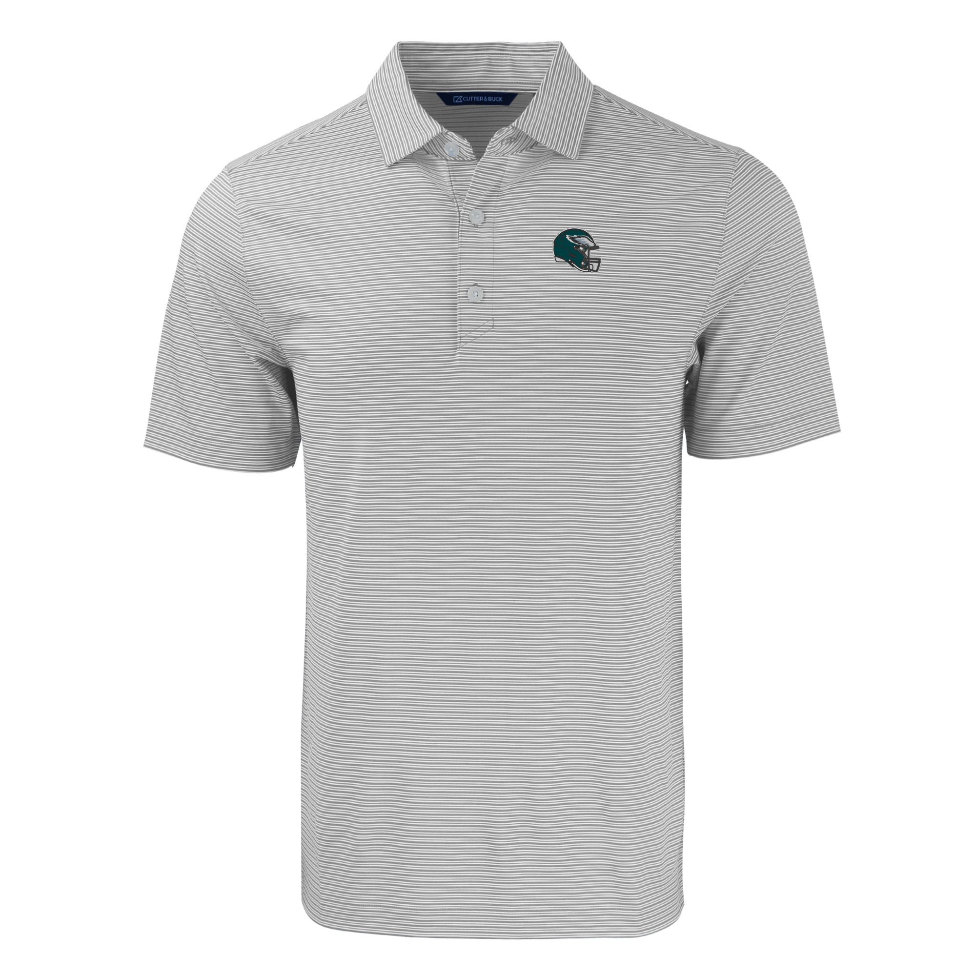 Men's Cutter & Buck Gray/White Philadelphia Eagles Helmet Big & Tall Forge Eco Double Stripe Stretch Recycled Polo - Image 3