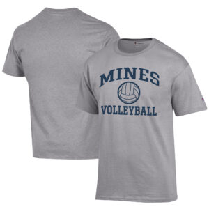 Men's Champion  Gray Colorado School of Mines Orediggers Icon Logo Volleyball Jersey T-Shirt
