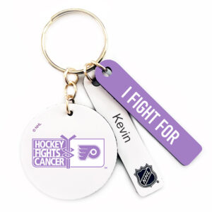 Philadelphia Flyers Hockey Fights Cancer Personalized Leather Round Keychain