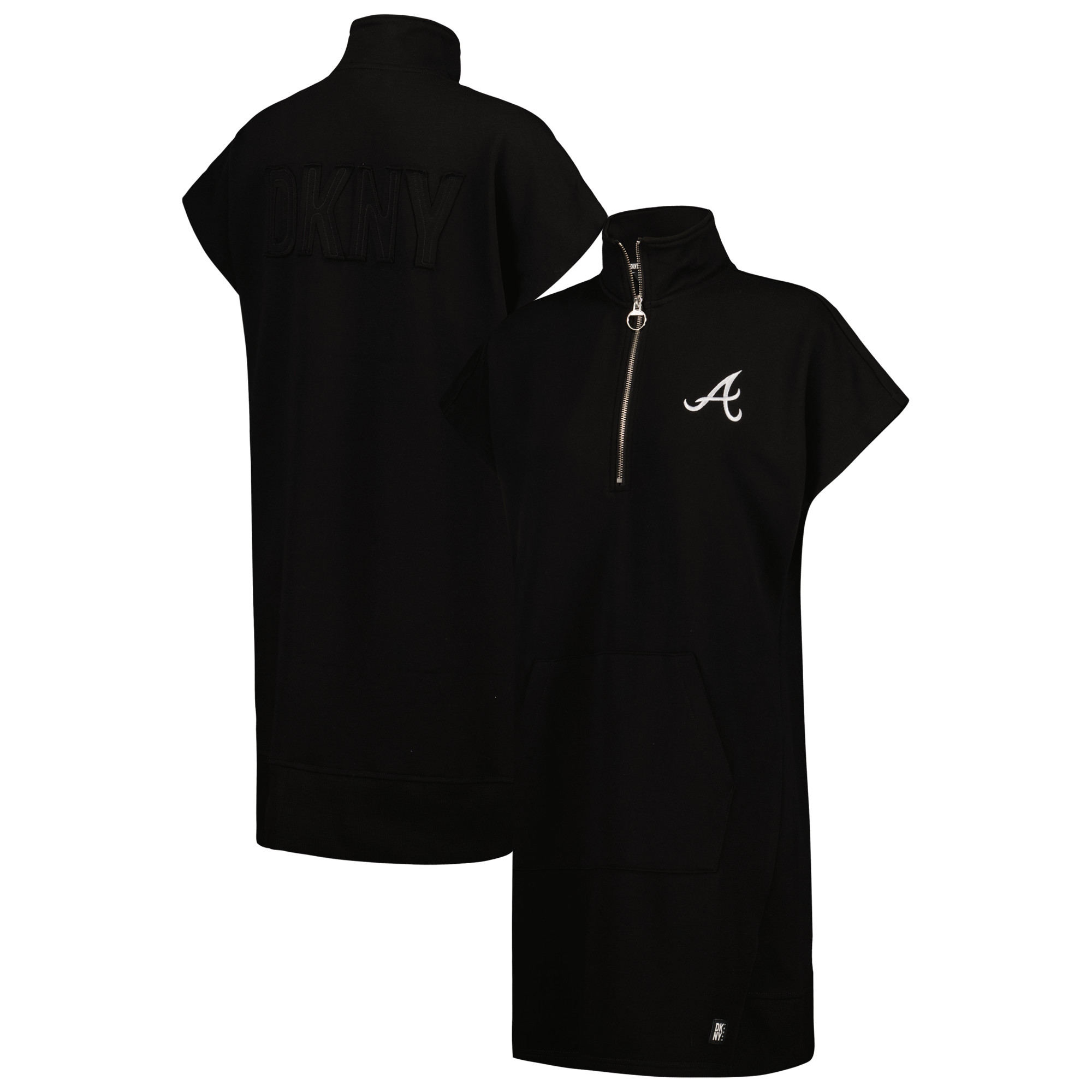 Women's DKNY Sport Black Atlanta Braves Emily Quarter-Zip Sneaker Dress