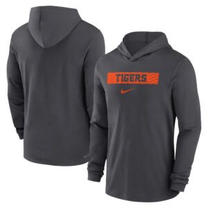 Men's Nike Anthracite Clemson Tigers Sideline Hoodie Performance Long Sleeve T-Shirt