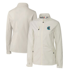 Women's Cutter & Buck  Gray Charlotte Knights Clique Telemark Eco Stretch Softshell Full-Zip Jacket