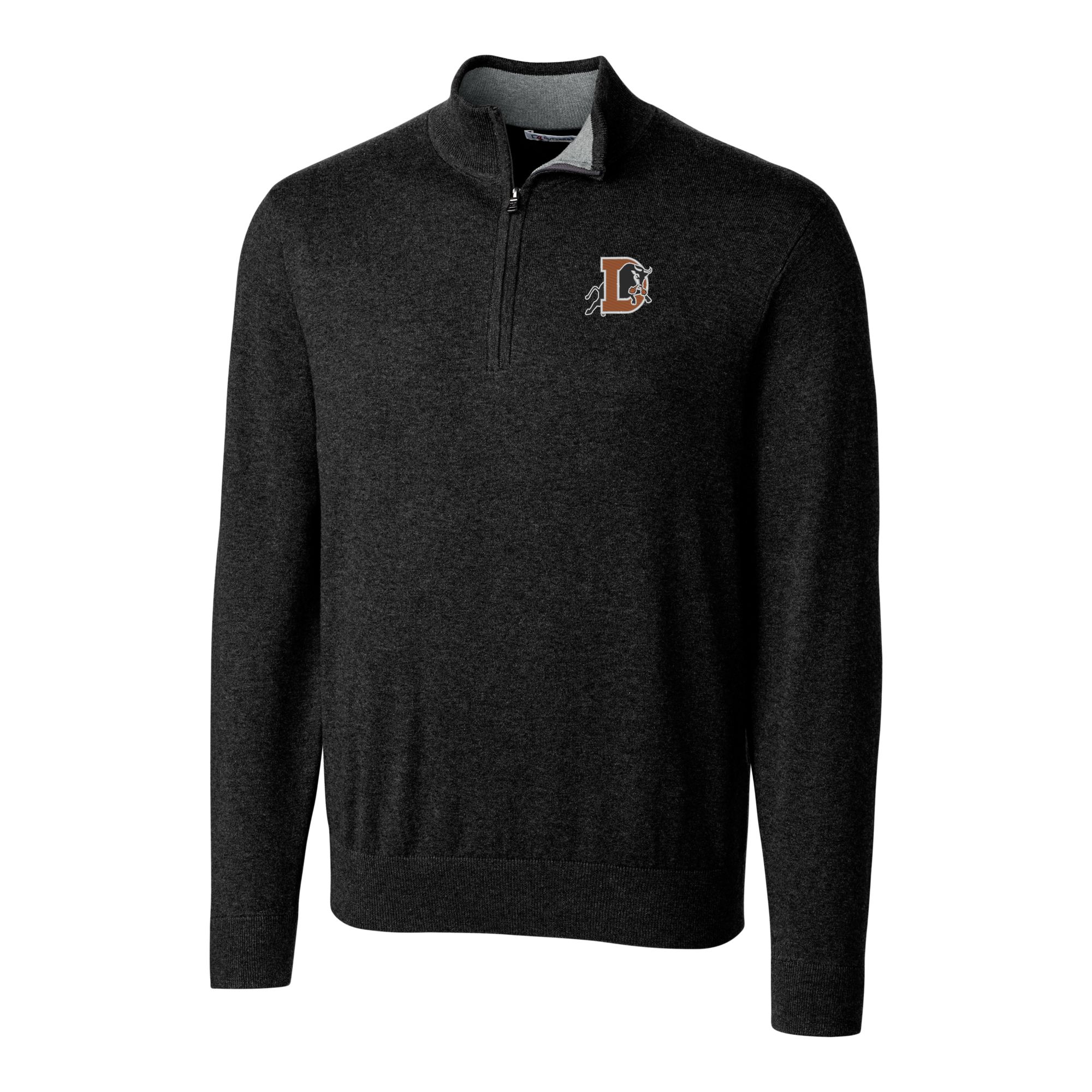 Men's Cutter & Buck Black Durham Bulls Lakemont Tri-Blend Quarter-Zip Pullover Sweater - Image 3