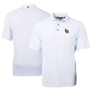 Men's Cutter & Buck White Louisville Bats Virtue Eco Pique Tile Print Recycled Polo