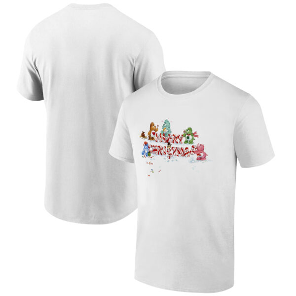 Men's Ripple Junction White Care Bears Candy Cane Holiday Graphic T-Shirt